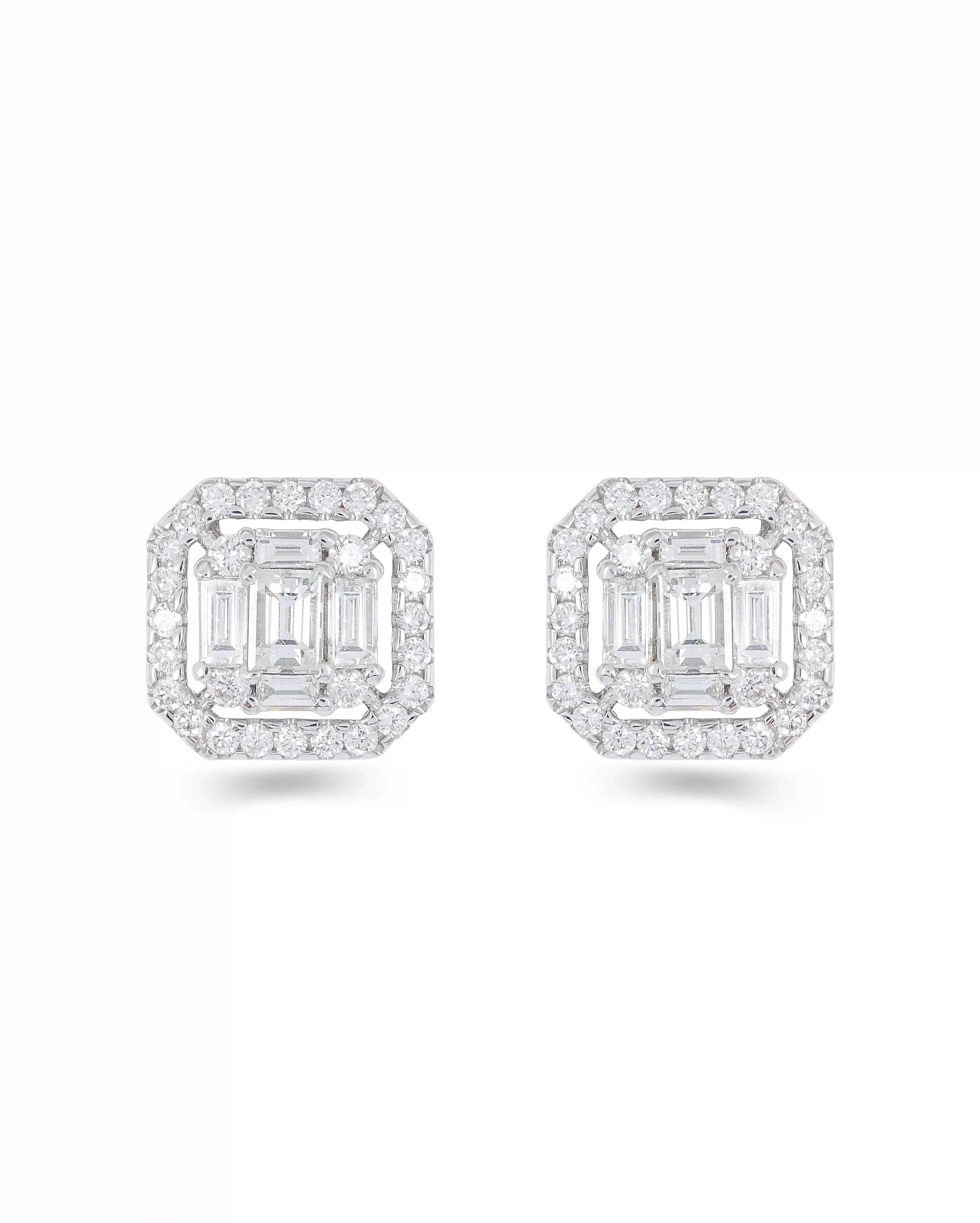 CONSTELLATION illusion set Mini Square Diamond Top Earrings