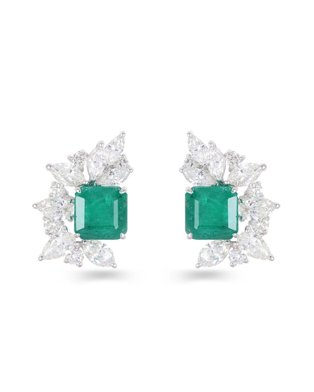 PRIMA' Emerald and Diamond Top Earrings