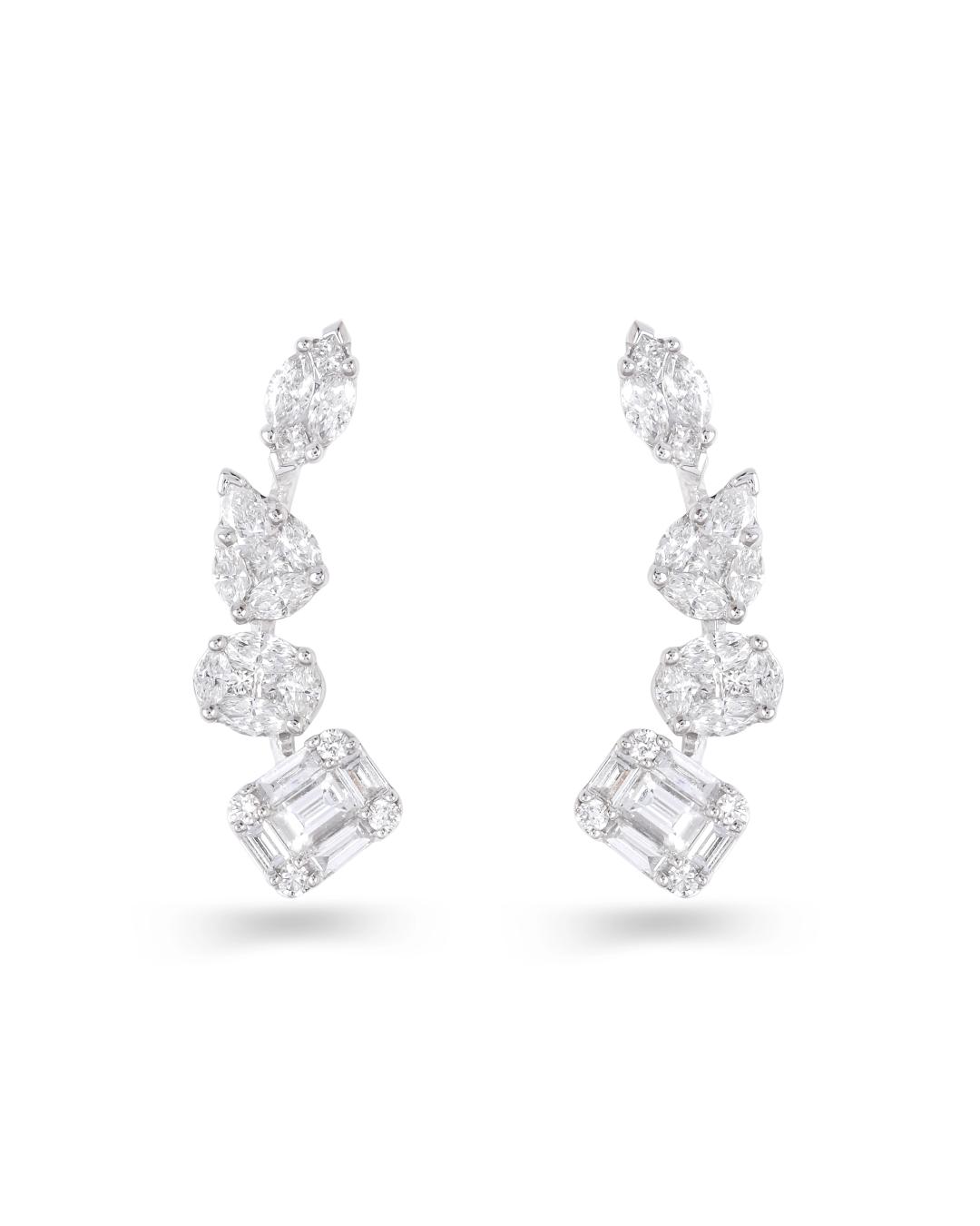CONSTELLATION' Illusion set Diamond Ear Climber Earrings