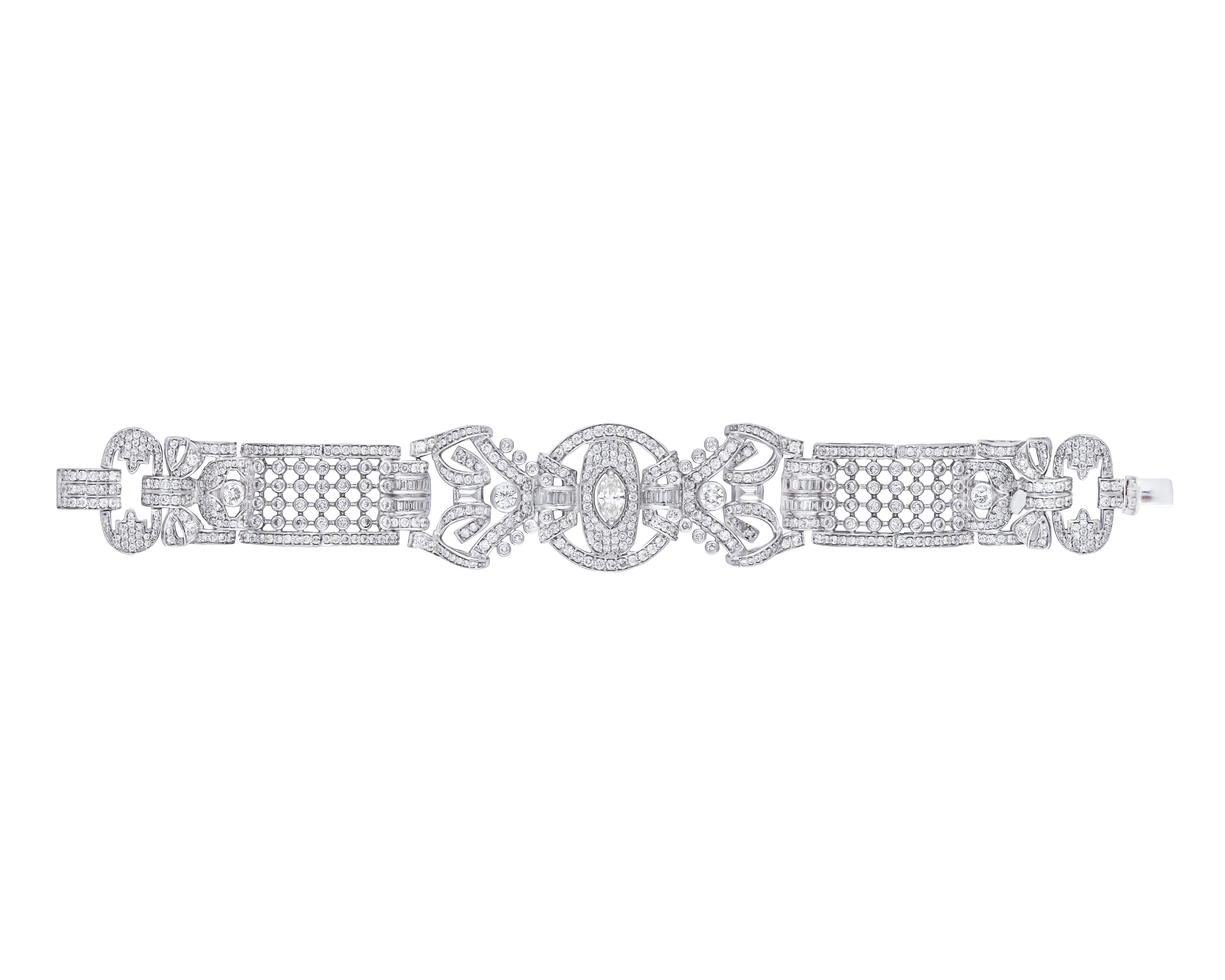 DIYA' MARQUISE, BAGUETTE AND ROUND DIAMONDS BRACELET